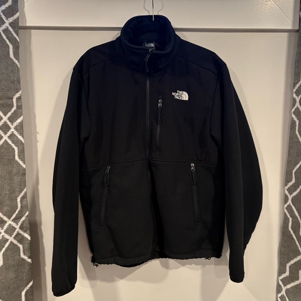 EUC The North Face Men Polar Tech Softshell Jacket Black Wind Pro M Sherpa Lined